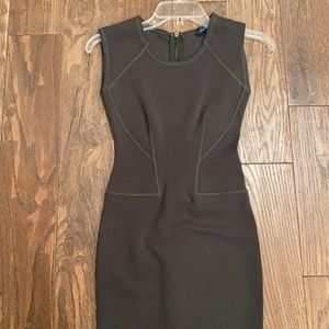 French Connection Dark Green Dress with lime green contrast Zipper